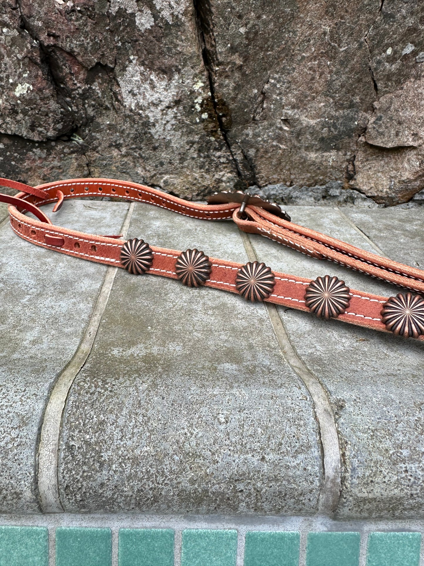 Single Ear Headstall Copper Conchos