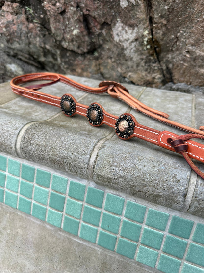 Single Ear Headstall Copper Flowers