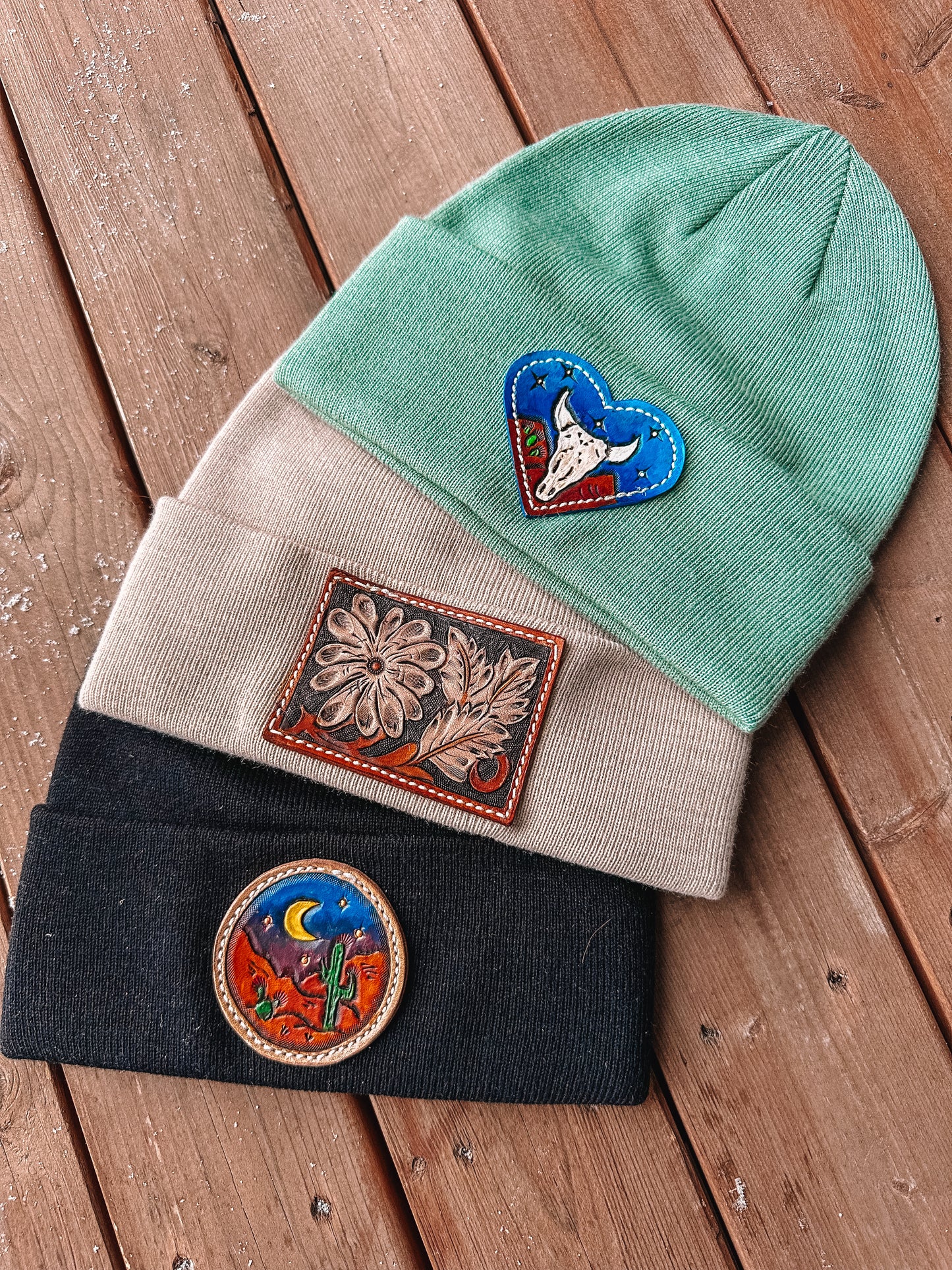 Leather Patch Beanie