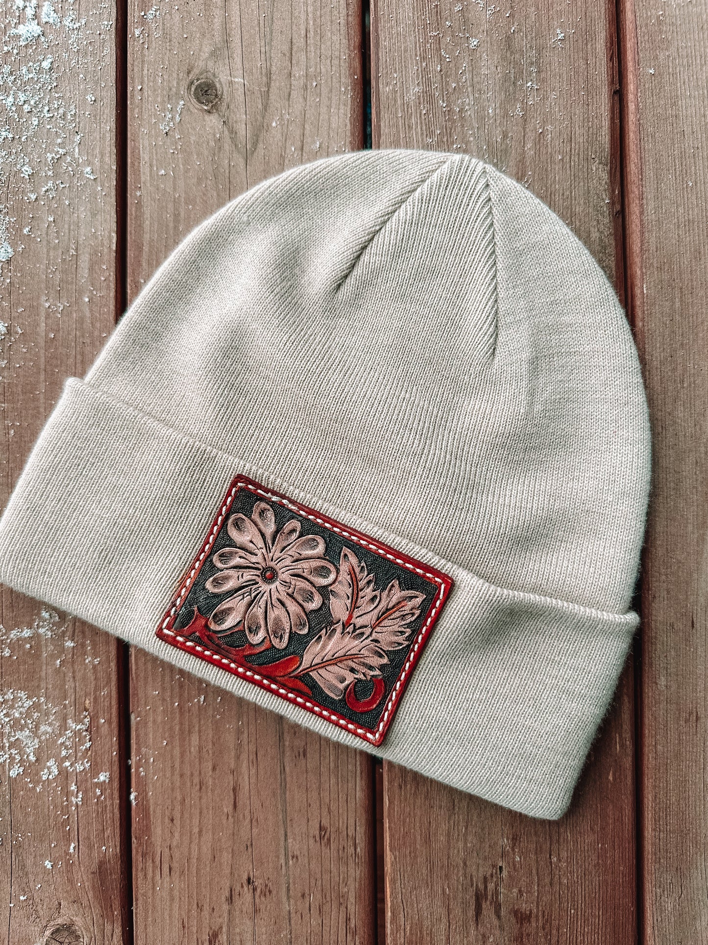 Leather Patch Beanie