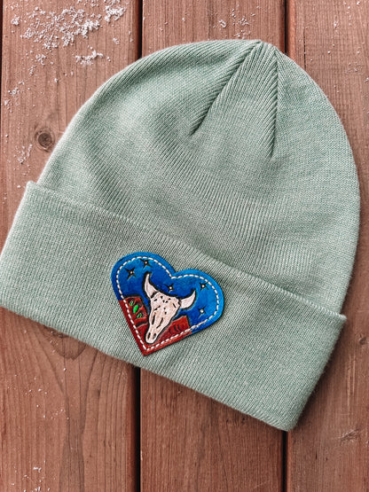 Leather Patch Beanie