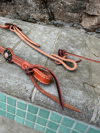 Single Ear Headstall Copper Flowers
