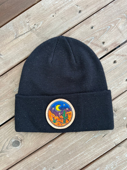 Leather Patch Beanie